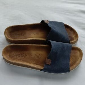 Elegant Navy Suede Slide Sandals